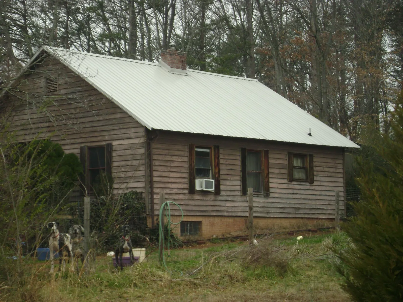 White metal roof on an old wood sided farmhouse, from a Asphalt Shingle Roof Repair job in Lyman